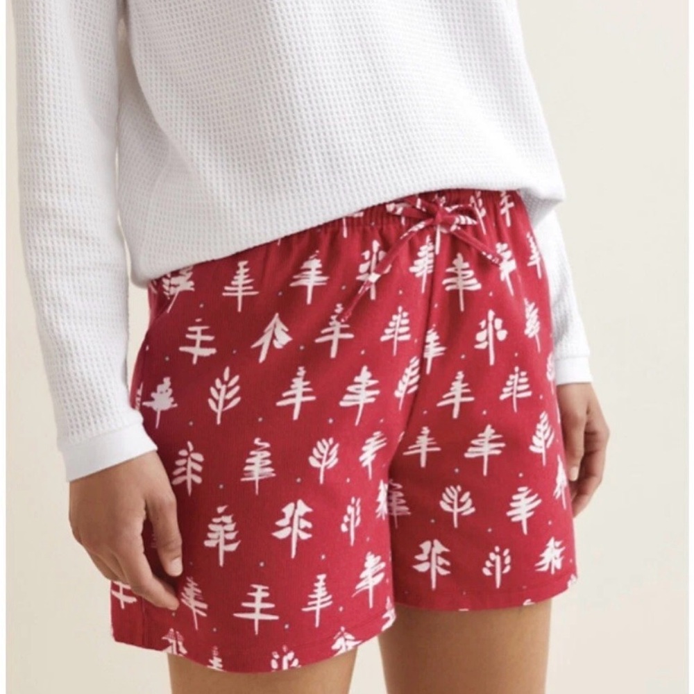 Garnet Hill Red Tree Print Women's Pajama Shorts